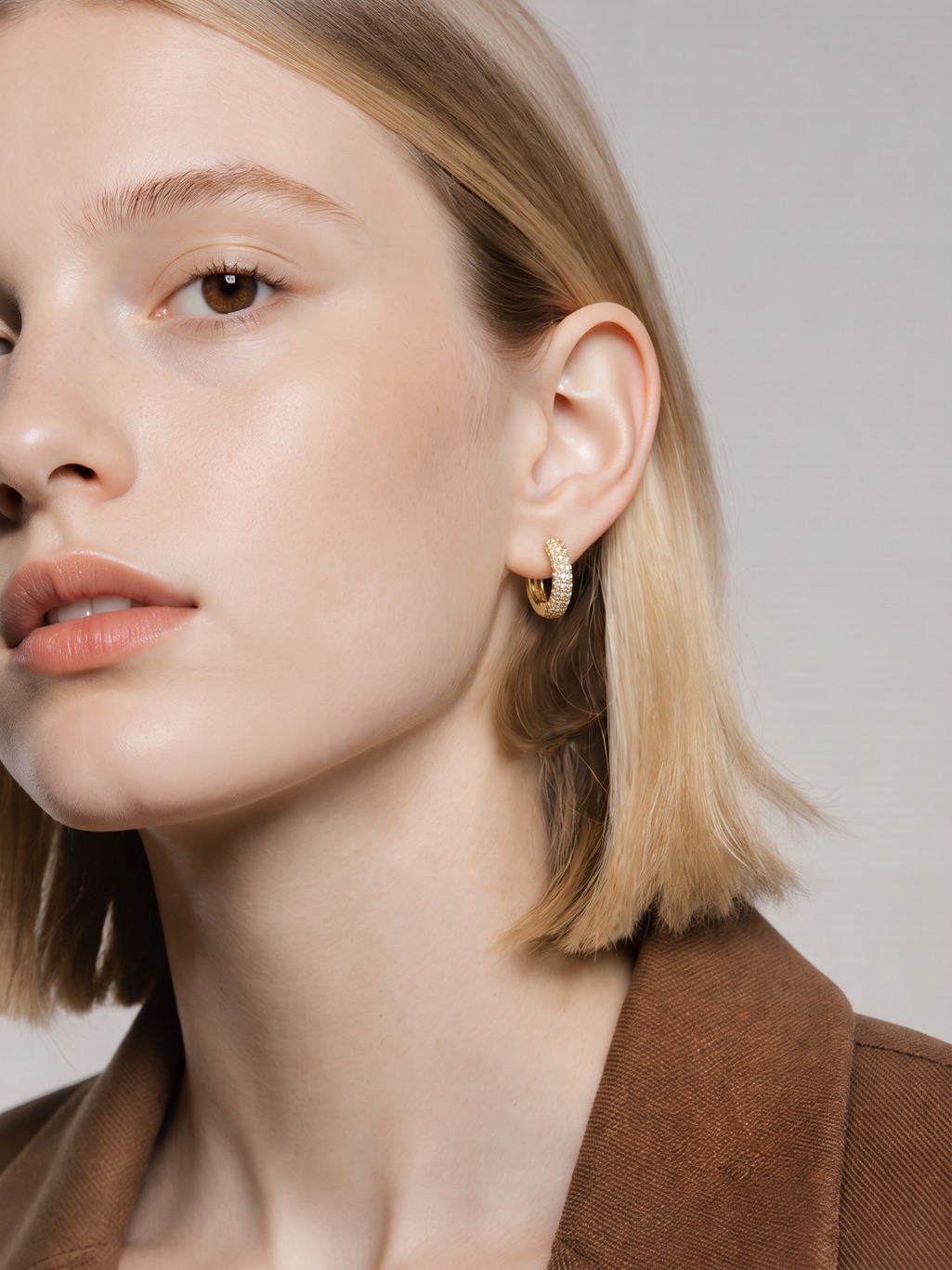 Gold Pave Huggie Hoop Earrings - Women Jewelry